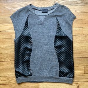 ASTR Gray sweatshirt faux leather accents